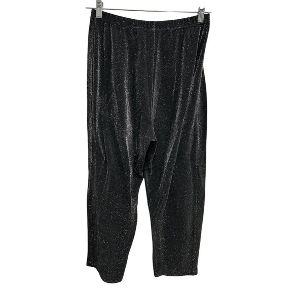 Three Flaggs California Black Metallic Elastic Waist Pants Sz Large - Picture 2 of 9